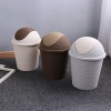 Large creative and fashionable living room wastebasket, household bathroom and kitchen garbage storage basket, rattan woven flap trash can Application Scenario